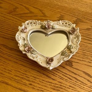 Antique porcelain framed mirror plus heart collection